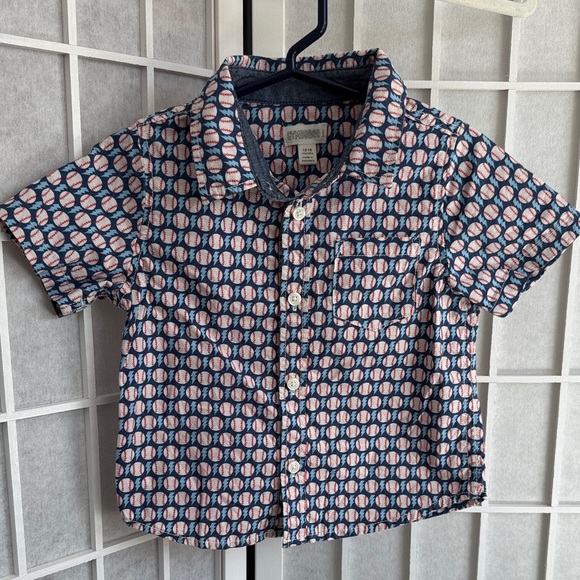 Gymboree Other - Gymboree Kids Baseball Patterned Button Up Shirt Size 12-18M